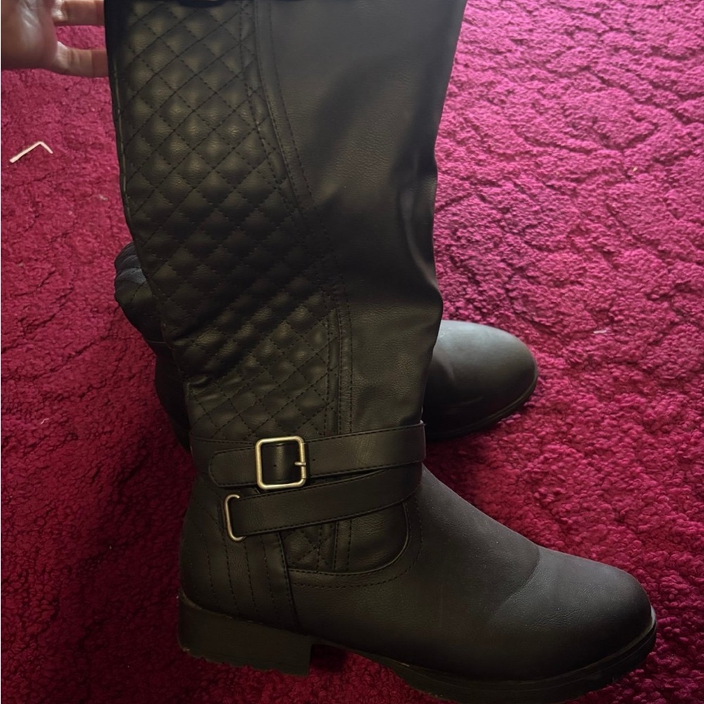 JustFab Black Quilted Over the Knee Boots